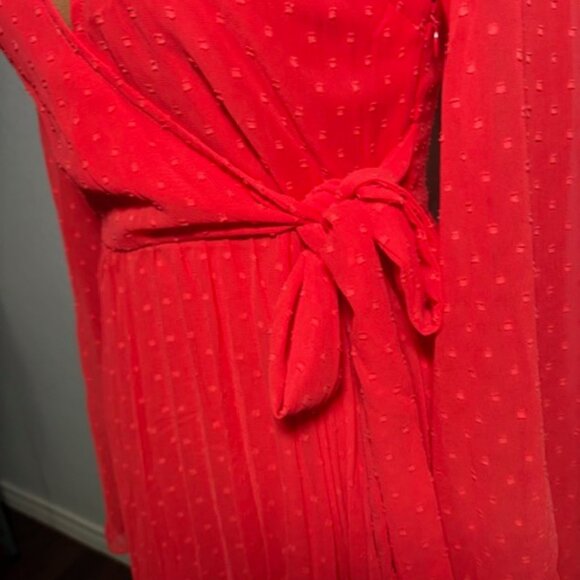 NWT ASOS Design Red Swiss Dot Pleated Mini Dress – Size 8 - Picture 3 of 5